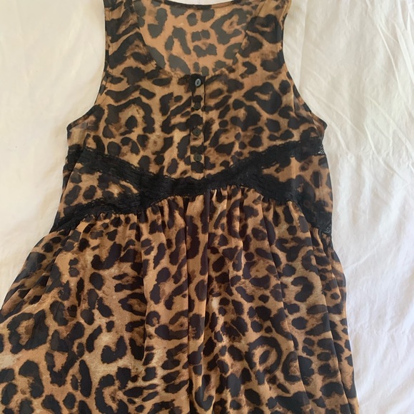 Express Leopard Print Babydoll Dress - Picture 2 of 3